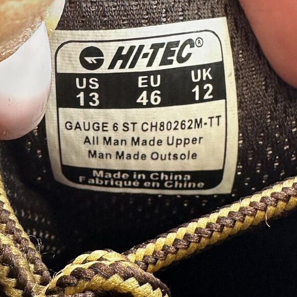 Hi-TEC Men's size 13 Gauge 6 ST Waterproof Work Steel Toe Boots Brown Leather - Picture 8 of 8